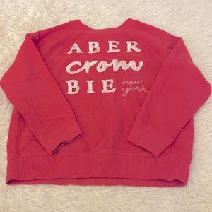 Abercrombie kids pink crew neck sequin lettering